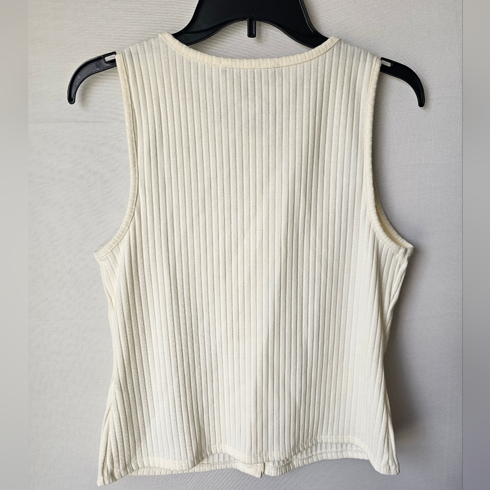 Marc New York Cream Ribbed Button-Front Tank with Gold Buttons - Picture 6 of 14